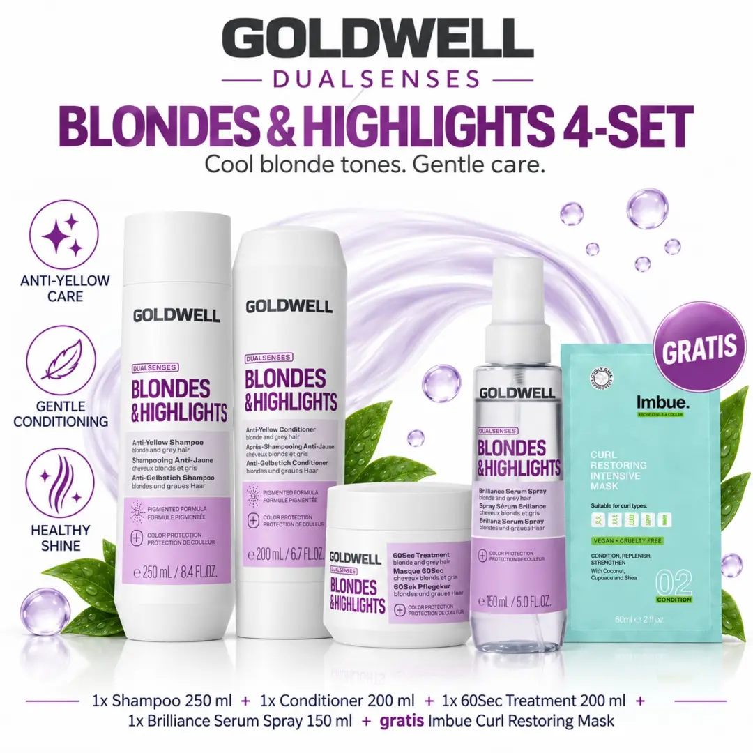 Goldwell Dualsenses Blondes & Highlights Shampoo, Conditioner, 60Sec Treatment &