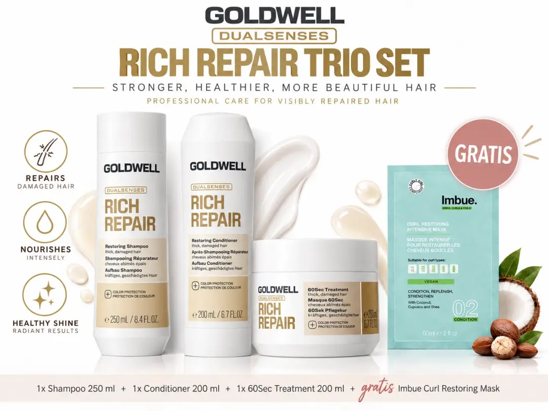 Goldwell Dualsenses Rich Repair Shampoo, Conditioner & 60Sec Treatment + Gratis