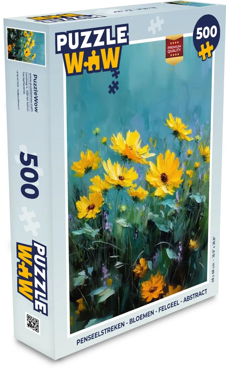 PuzzleWow Penseelstreken Bloemen Legpuzzel 500 Stuks
