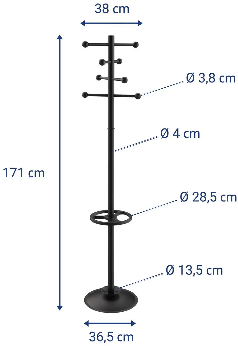 MAUL MAULsaphir Kapstok 8 Haak - 171 cm Zwart - afbeelding 2 van 5