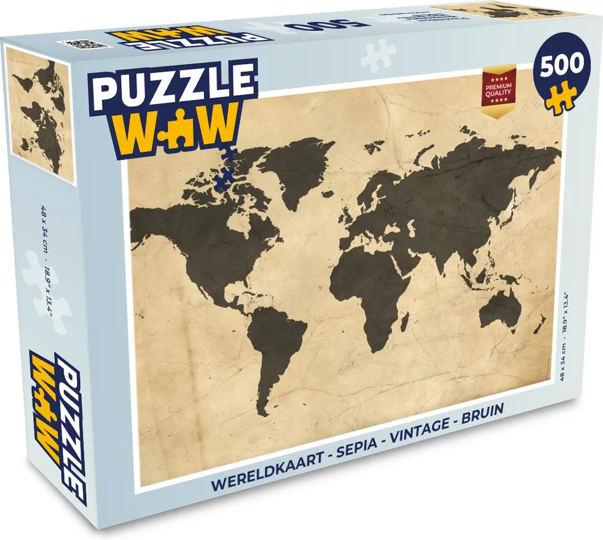 PuzzleWow Wereldkaart Legpuzzel 500 Stuks