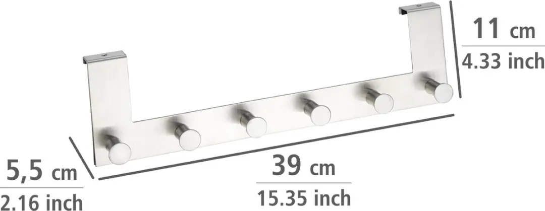 Wenko Celano Deurkapstok RVS 39cm - 6 Haken - afbeelding 5 van 6