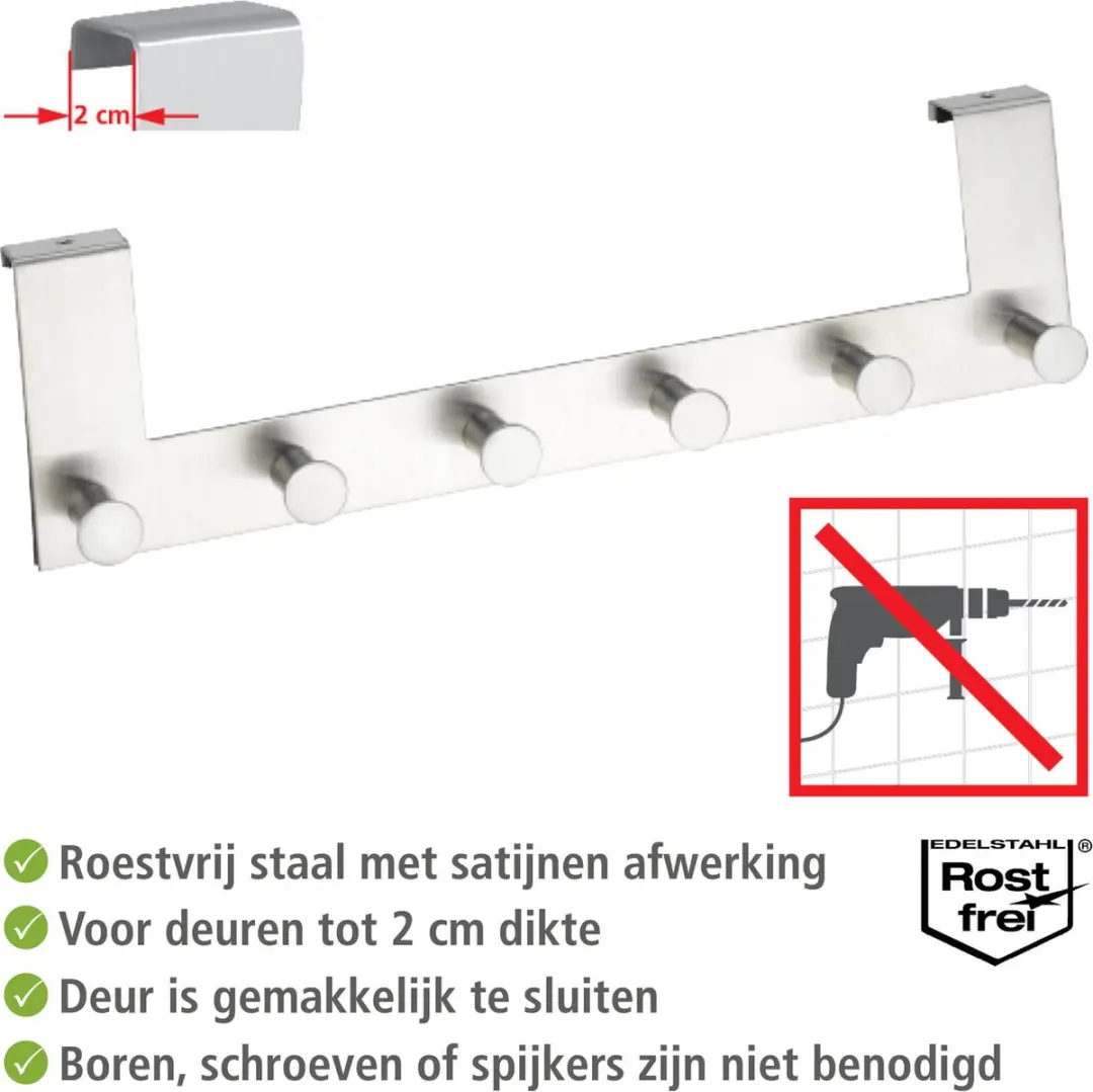 Wenko Celano Deurkapstok RVS 39cm - 6 Haken - afbeelding 2 van 6