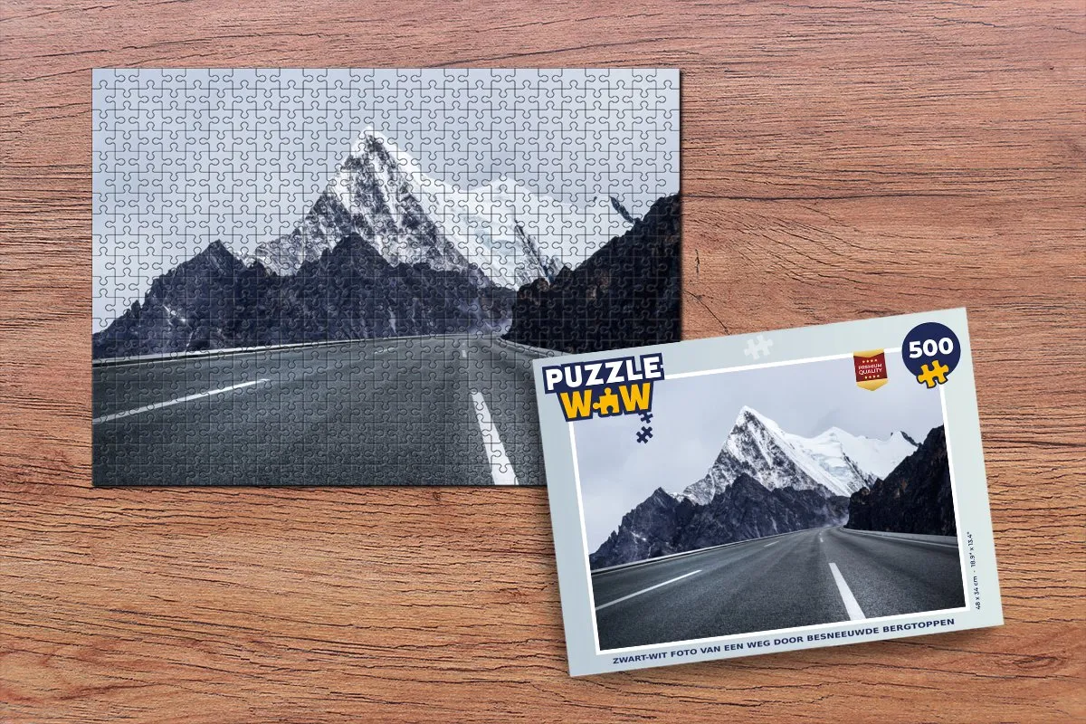 PuzzleWow Legpuzzel 500 Stuks - Weg door besneeuwde bergen - Multicolor