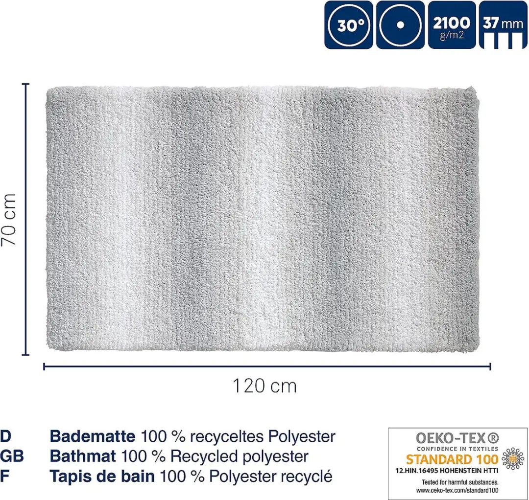 Kela Badmat Ombre Rots Grijs 120x70cm - afbeelding 4 van 6
