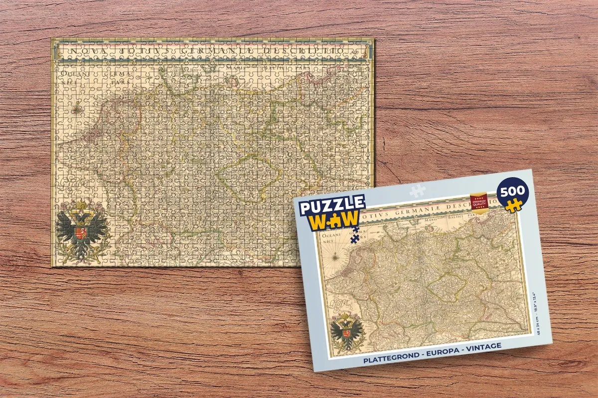 PuzzleWow Europa Vintage Legpuzzel 500 Stuks - Multicolor