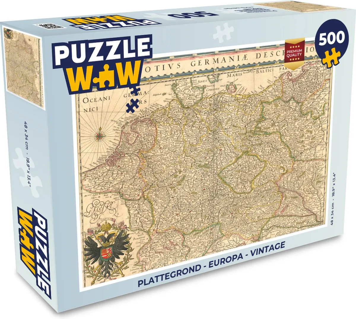 PuzzleWow Europa Vintage Legpuzzel 500 Stuks