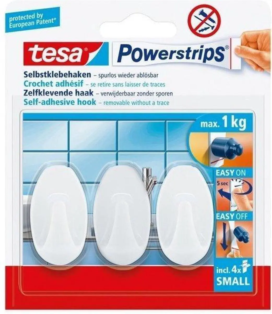 Tesa Powerbutton Haakje Classic - Zilver - afbeelding 4 van 4