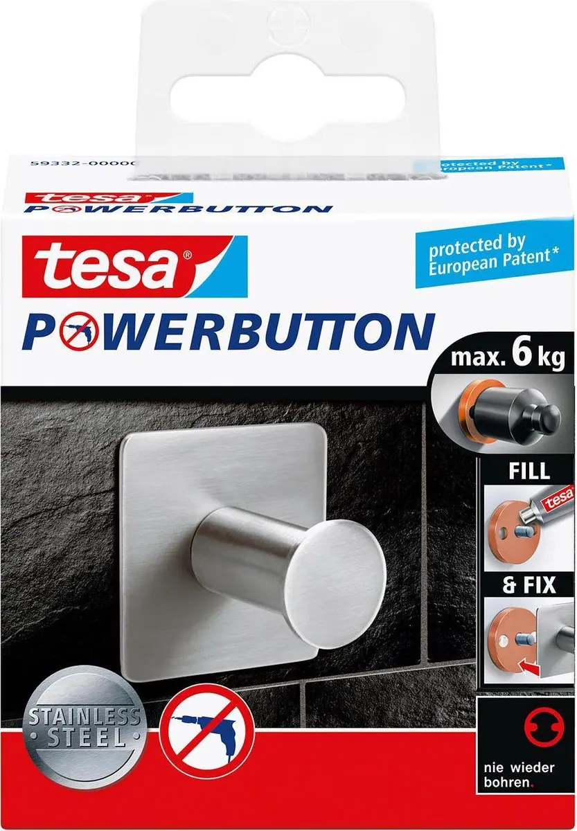 Tesa Powerbutton Haakje Classic - Zilver - afbeelding 3 van 4
