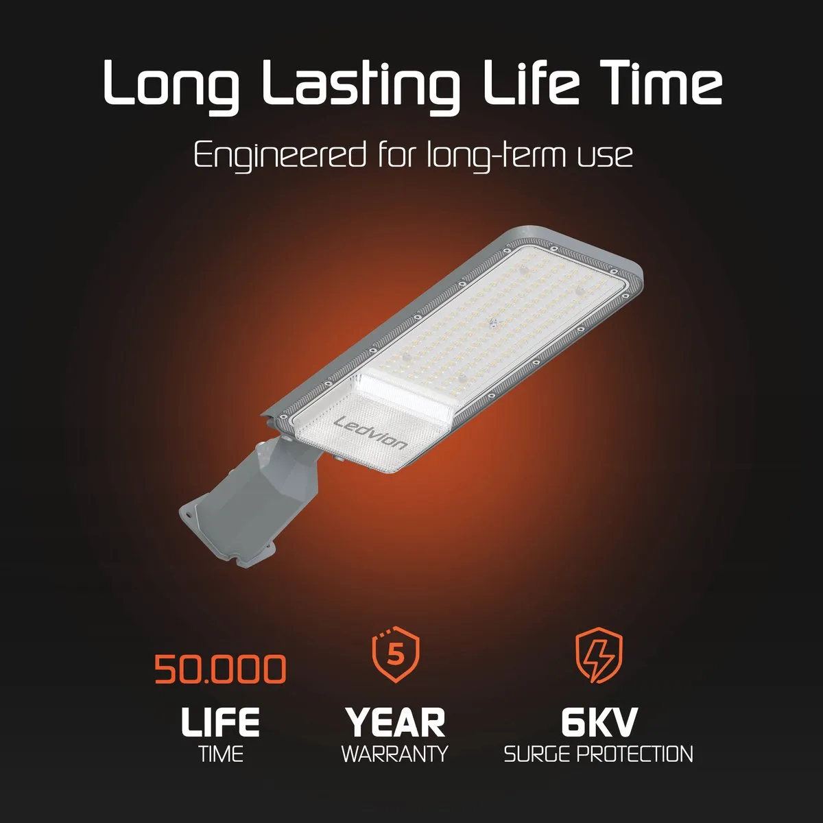 Ledvion LED Straatlamp 100W 6500K IP65 - Osram Chips