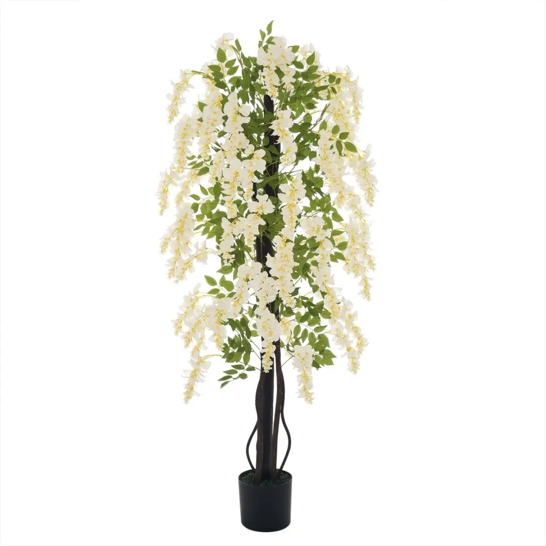 Outsunny Kunstbloemen PE, PP-plastic, cement, stof Ø18 x 165H cm Wit+Groen