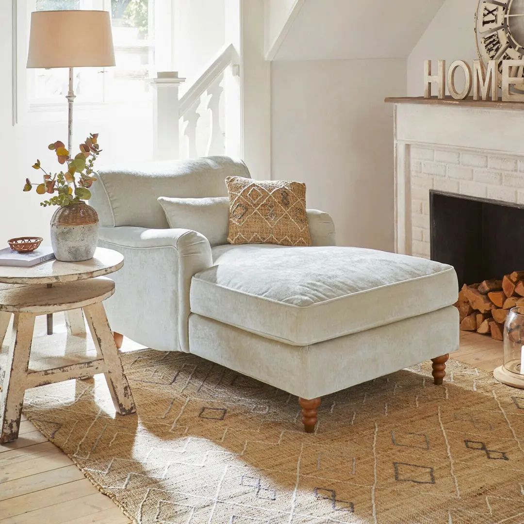 Loberon Chaise longue Isa 1.5 Zit - Crème - afbeelding 6 van 6