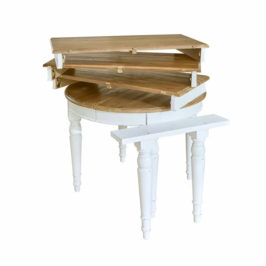 Loberon Pinecrest Eettafel - 6 Personen - Wit/Bruin - afbeelding 2 van 6