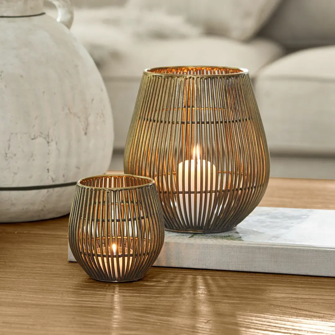 Loberon Pontarino Windlicht - 2 Stuks Antiekmessing - afbeelding 4 van 6