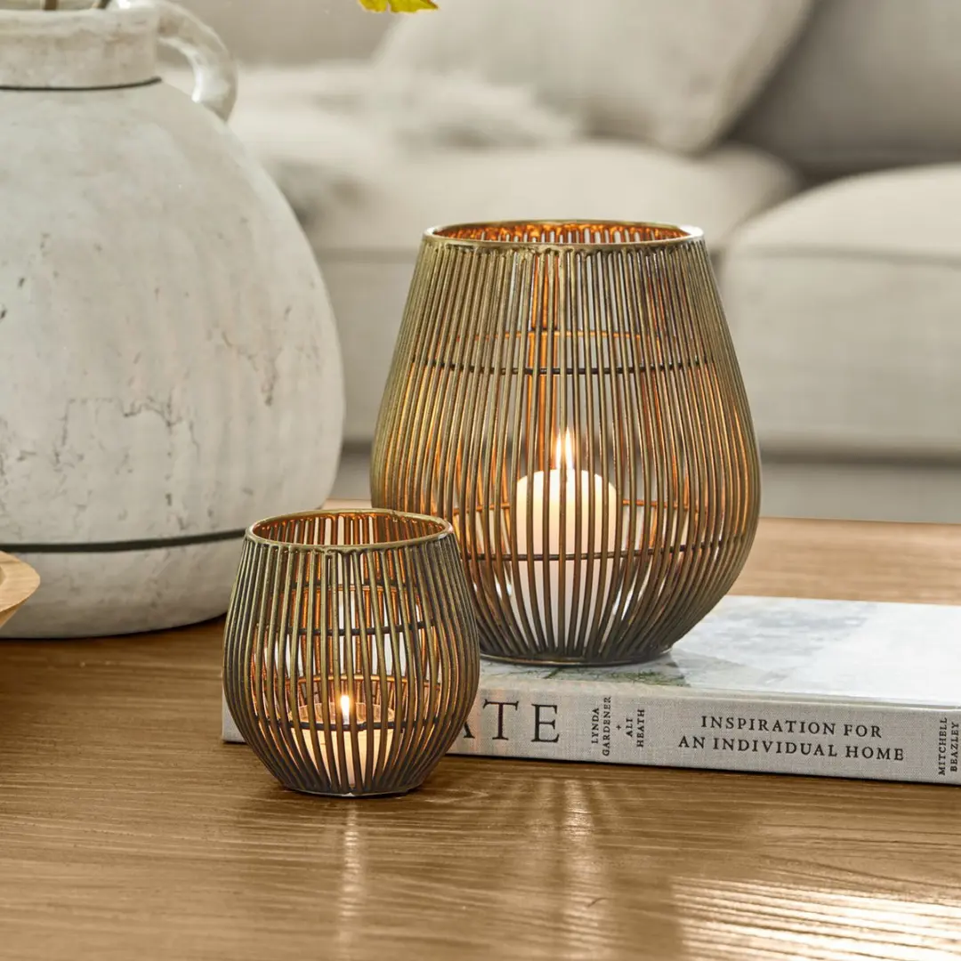 Loberon Pontarino Windlicht - 2 Stuks Antiekmessing - afbeelding 6 van 6