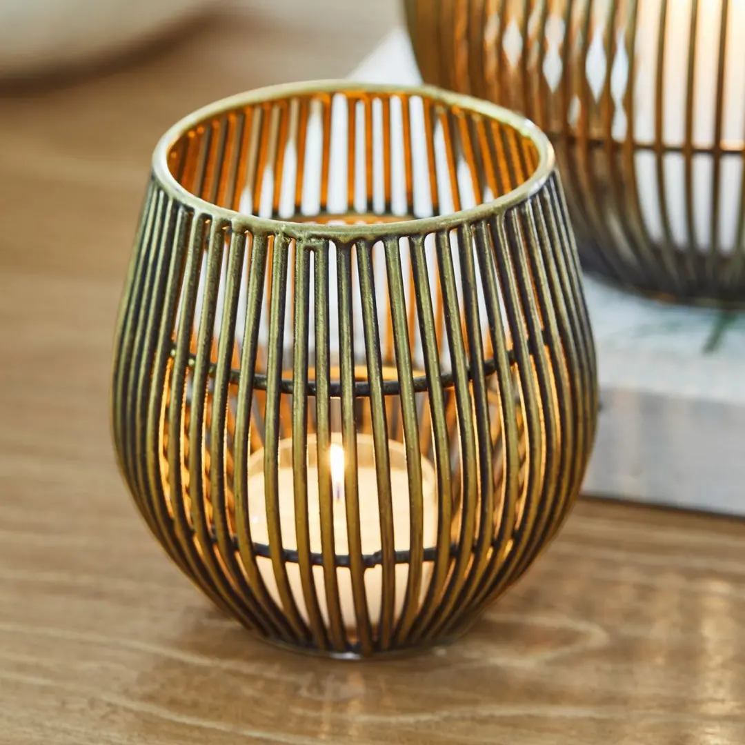 Loberon Pontarino Windlicht - 2 Stuks Antiekmessing - afbeelding 2 van 6