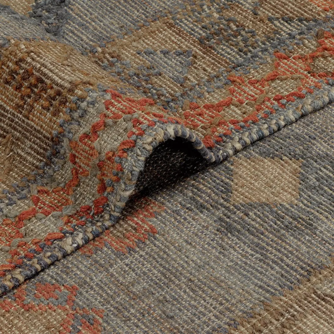 Loberon Exeter Vloerkleed - Oranje/Blauw - afbeelding 6 van 6