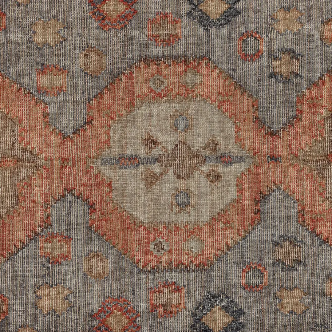 Loberon Exeter Vloerkleed - Oranje/Blauw - afbeelding 2 van 6