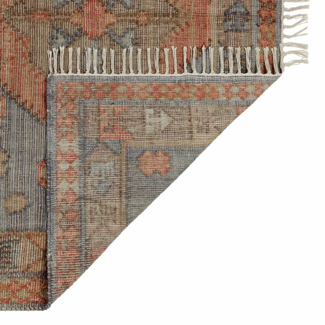 Loberon Exeter Vloerkleed - Oranje/Blauw - afbeelding 3 van 6