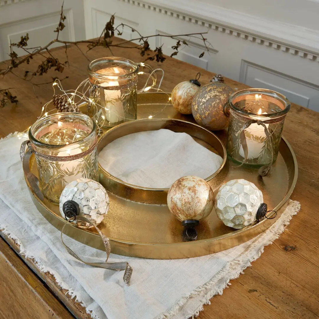 Loberon Velarosas Kaarsenplateau 50cm - Goud - afbeelding 3 van 3