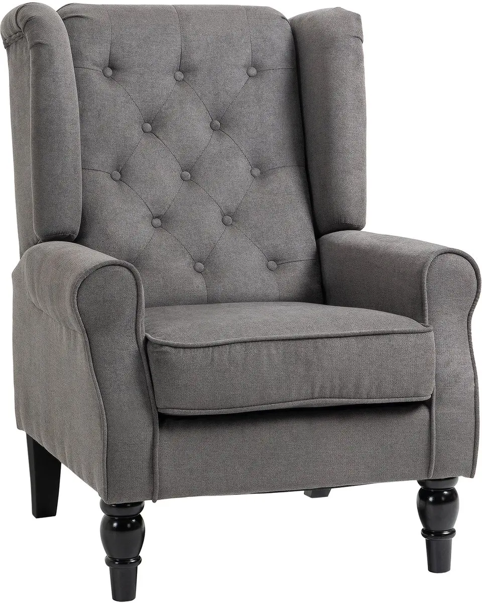 HOMCOM-Einzelsessel-Polyester, Holz-74L x 86B x 102H cm-Dunkelgrau