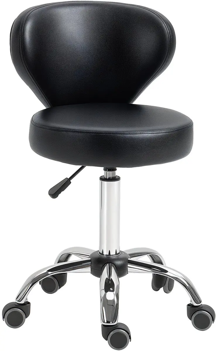HOMCOM-Salonhocker-Kunstleder-54L x 45B x 73-88H cm-Schwarz
