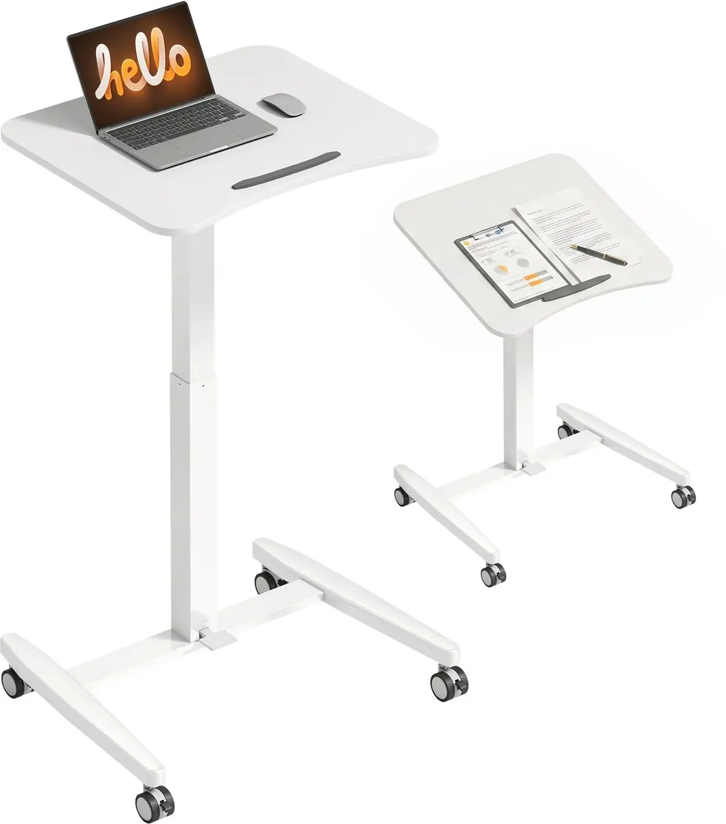 Homcom Staand Bureau-MDF, staal-60,5L x 52B x 75-114H cm-Wit