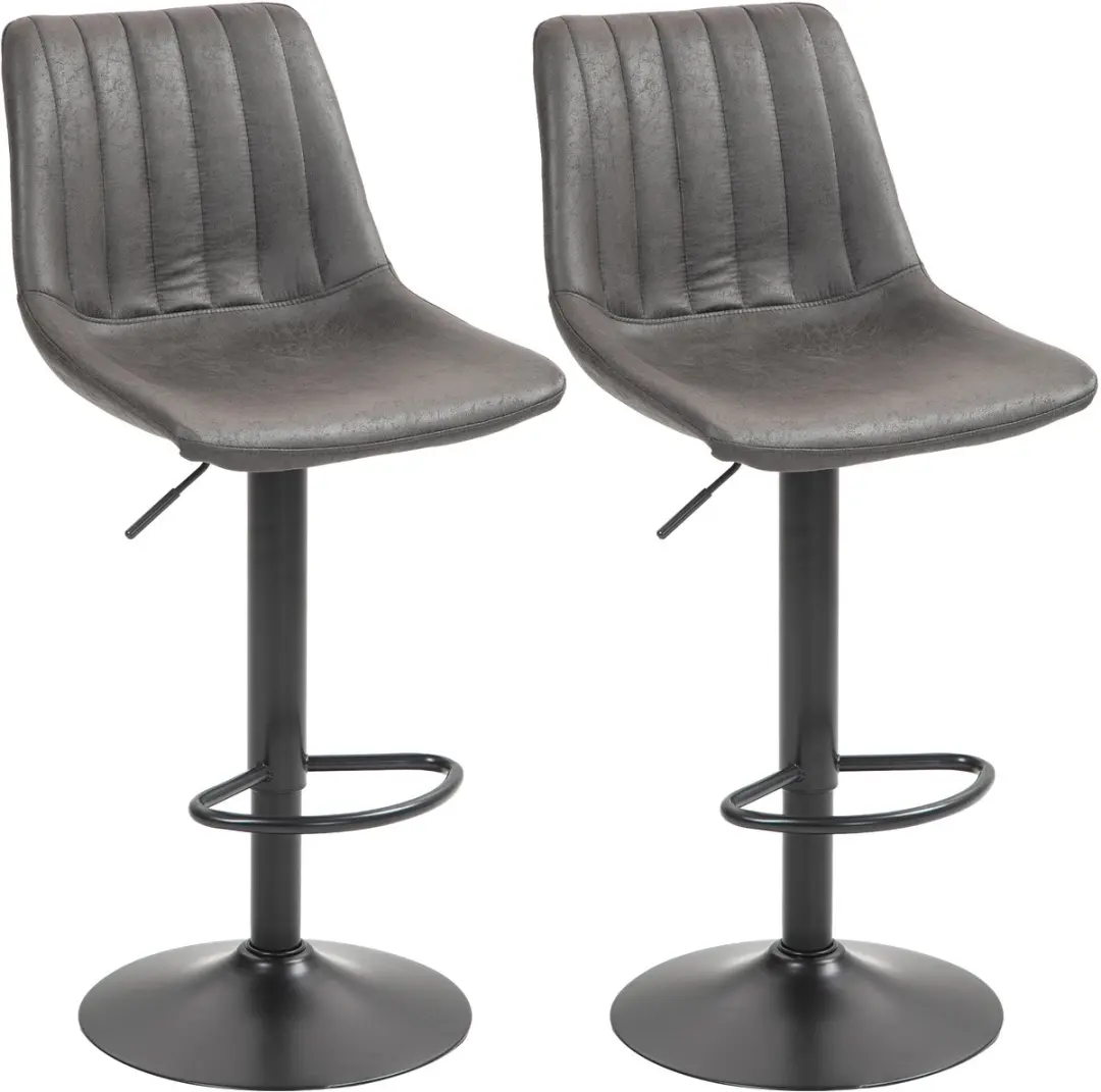 HOMCOM Barstool-Mikrofasertuch, Metall-46,5L x 43B x 89-110H cm-Dunkelgrau