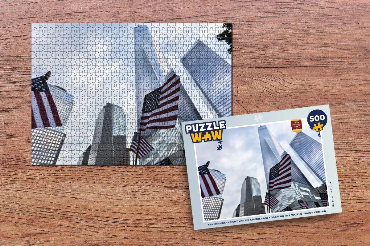 PuzzleWow Legpuzzel Amerikaanse Vlag WTC 500 Stuks - Multicolor