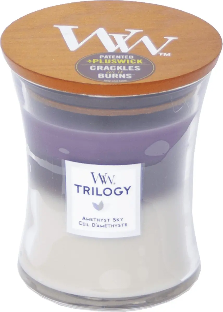 WoodWick Trilogy Geurkaars Amethyst Sky Medium - 60 Branduren - afbeelding 6 van 6