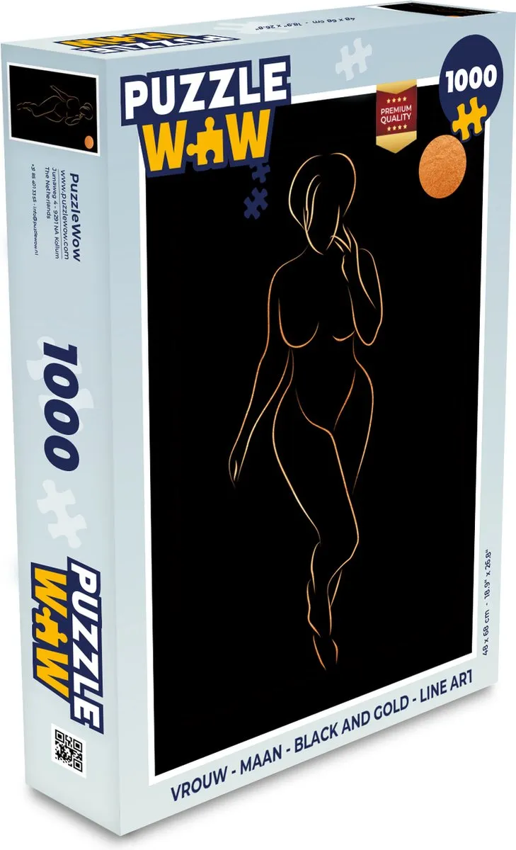 PuzzleWow Maan Black & Gold Legpuzzel 1000 Stuks