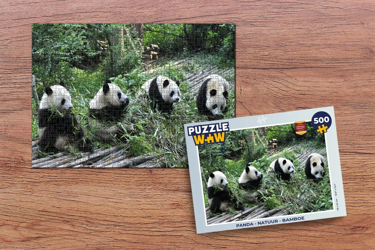 PuzzleWow Puzzel Panda Natuur Bamboe Legpuzzel 500 Stuks - Multicolor