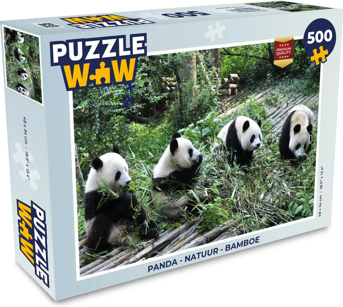 PuzzleWow Puzzel Panda Natuur Bamboe Legpuzzel 500 Stuks