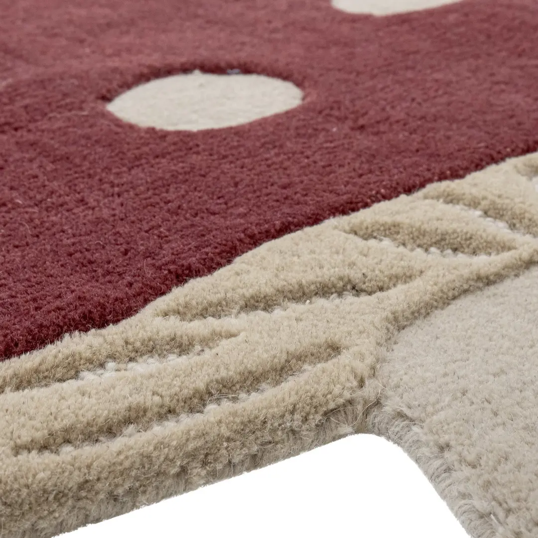 Bloomingville Mini Mushroom Vloerkleed 90x85cm Rood - afbeelding 2 van 5