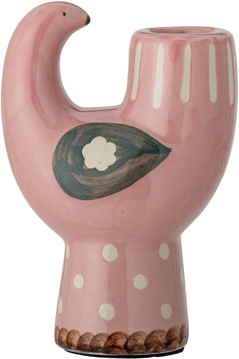 Bloomingville Kandelaar aardewerk roze Trudy 12cm