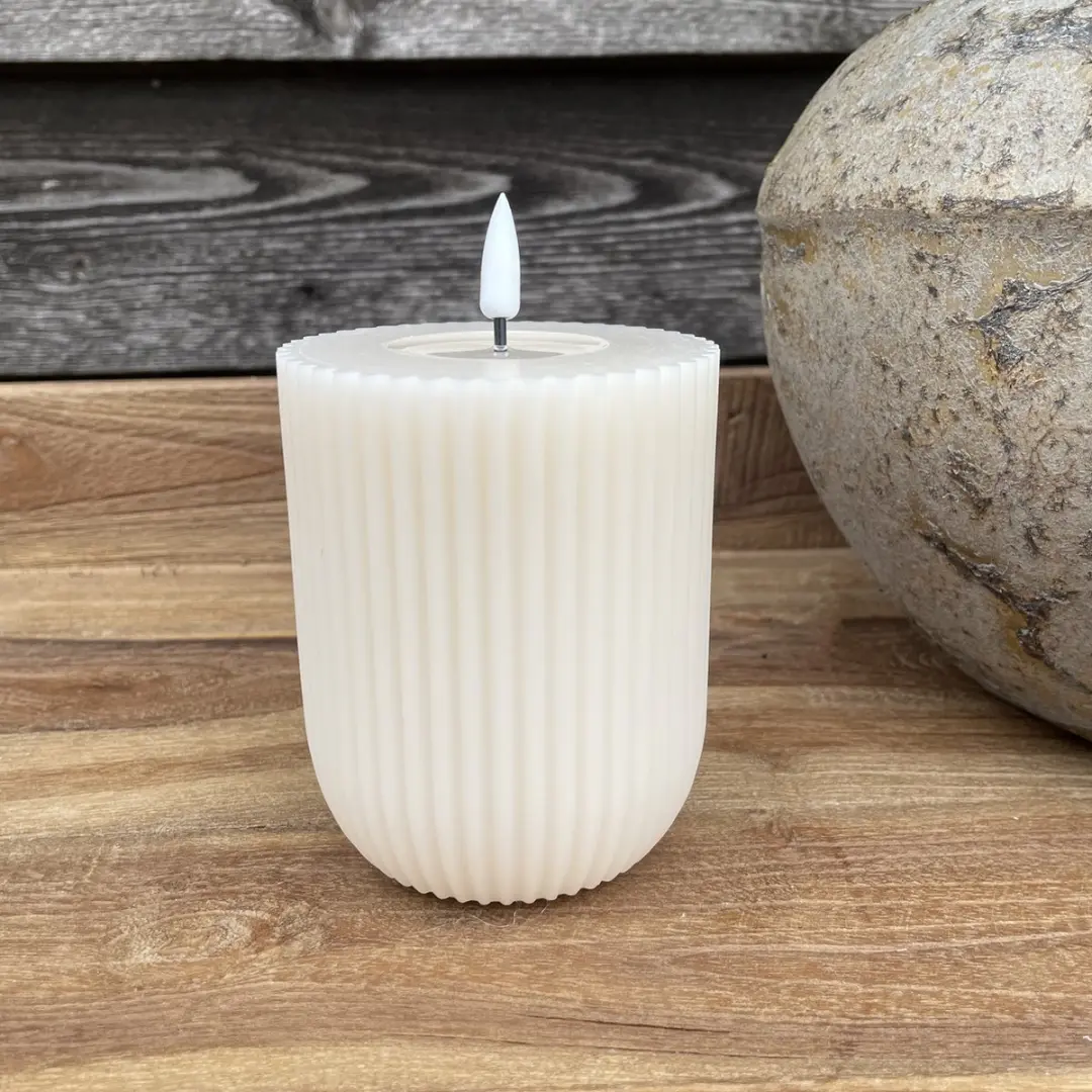 Deluxe Homeart LED Kaars Solid Stripe Cream - afbeelding 3 van 3