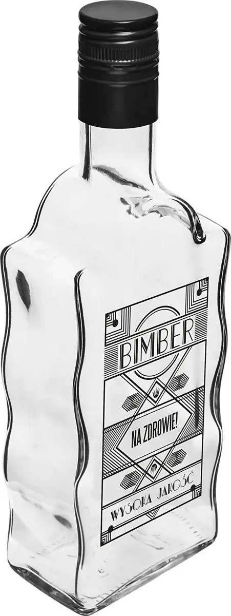 Glazen fles 0,5 L, met schroefdop, "Bimber" print