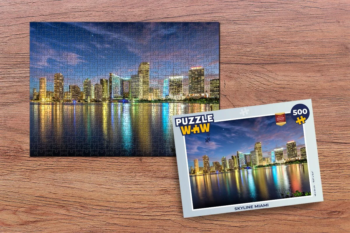 PuzzleWow Skyline Miami Legpuzzel 500 Stuks - Multicolor