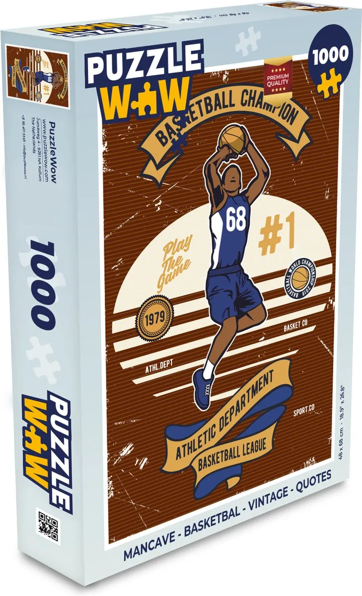PuzzleWow Mancave Basketbal Legpuzzel 1000 Stuks