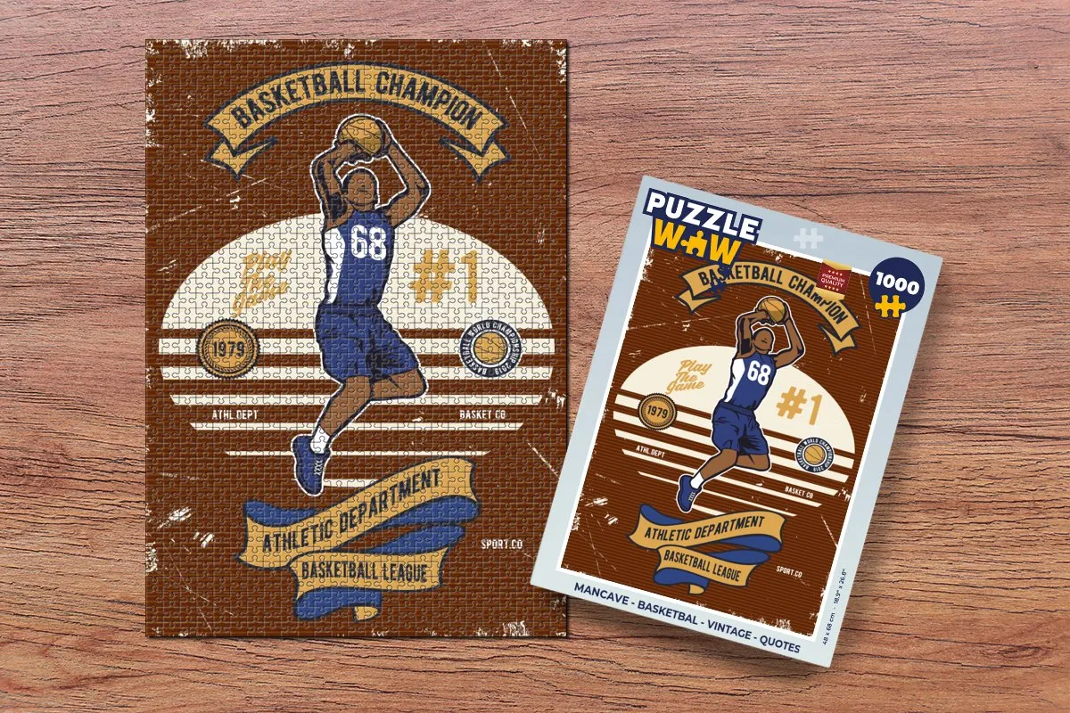 PuzzleWow Mancave Basketbal Legpuzzel 1000 Stuks - Multicolor