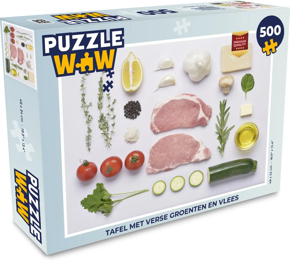 PuzzleWow Tafelpuzzel Verse Groenten & Vlees 500 Stuks