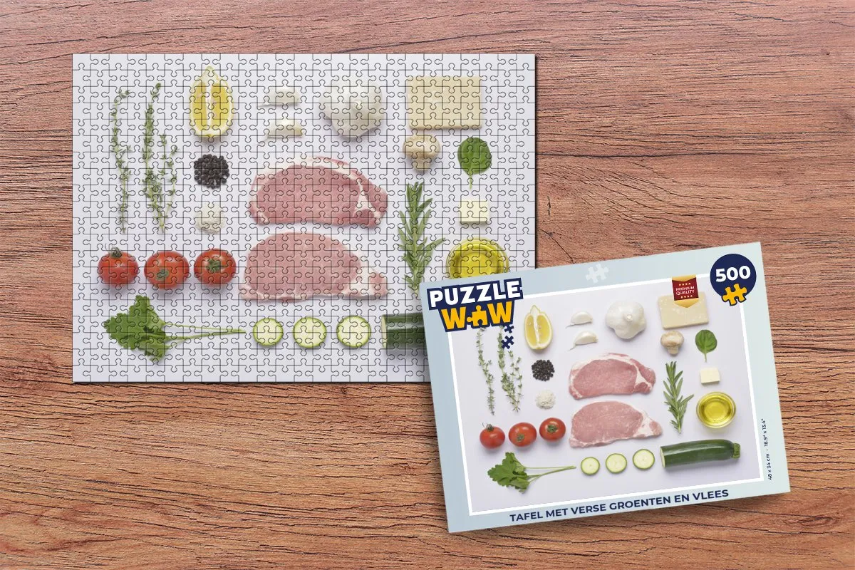 PuzzleWow Tafelpuzzel Verse Groenten & Vlees 500 Stuks - Multicolor