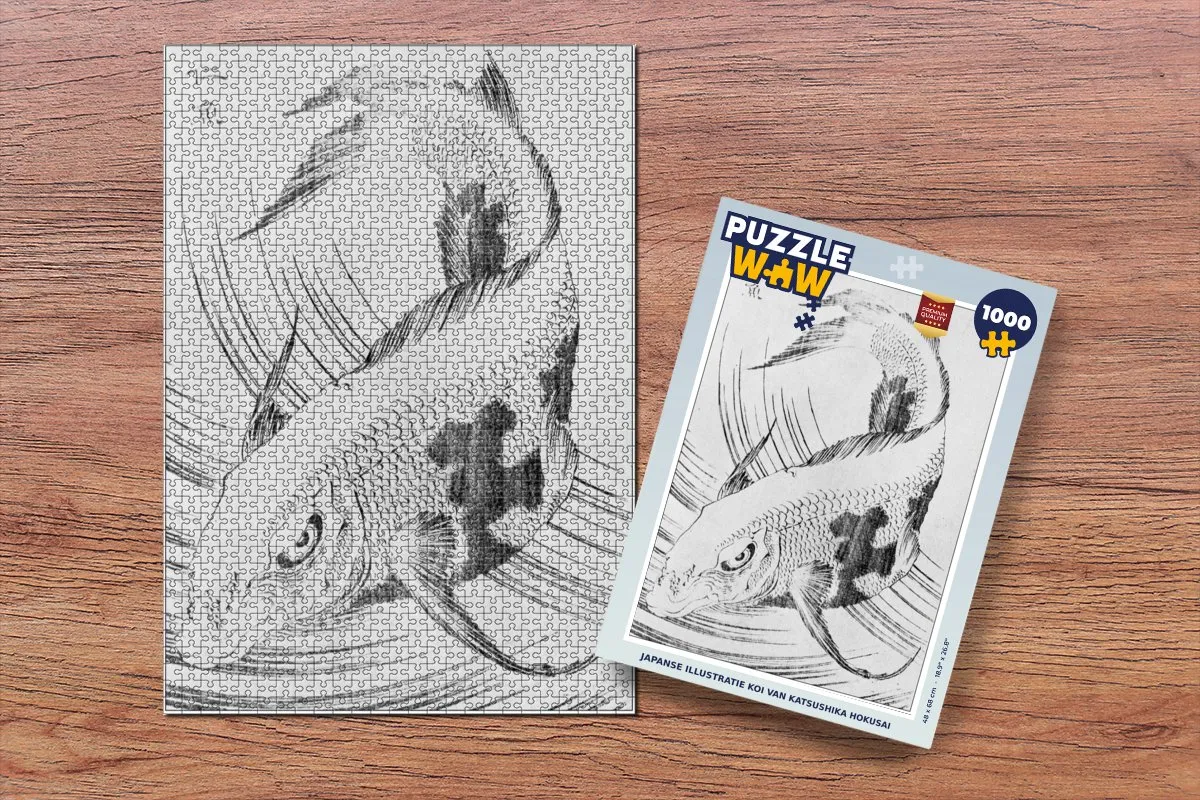 PuzzleWow Katsushika Hokusai Koi Legpuzzel 1000 Stuks - Multicolor