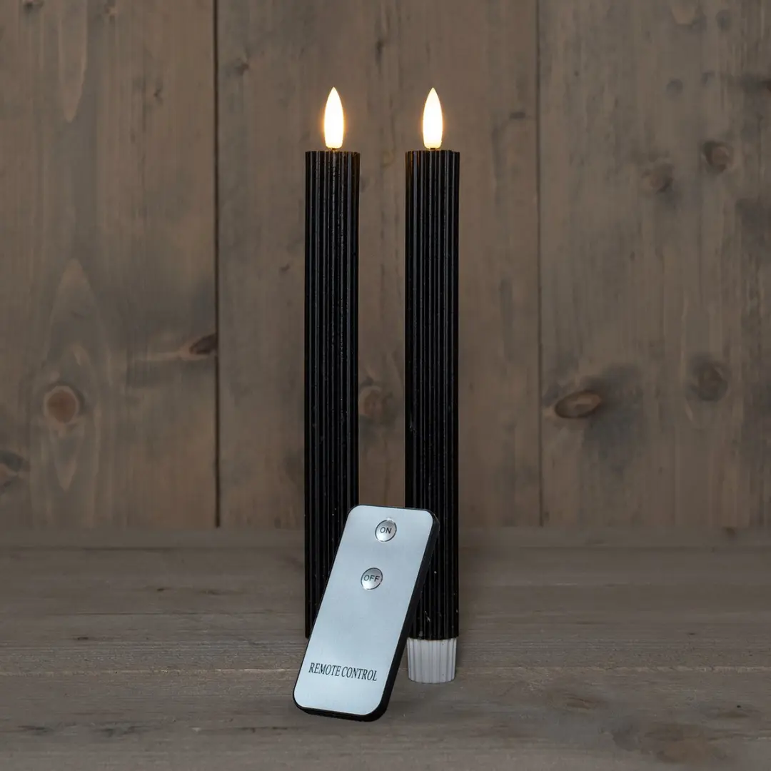 Anna's Collection LED Dinerkaarsen 23cm - 2 Stuks - Zwart - afbeelding 5 van 6