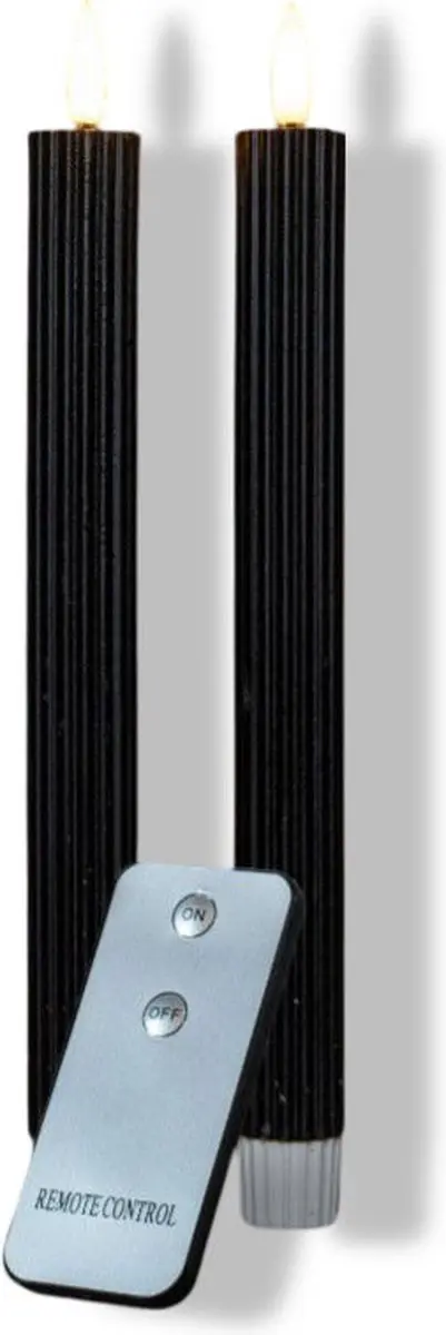 Anna's Collection LED Dinerkaarsen 23cm - 2 Stuks - Zwart - afbeelding 4 van 6