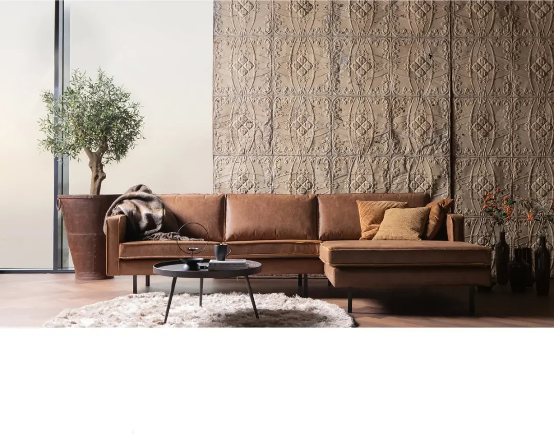 WOOOD Rodeo Chaise Longue Rechts - Cognac - afbeelding 6 van 6