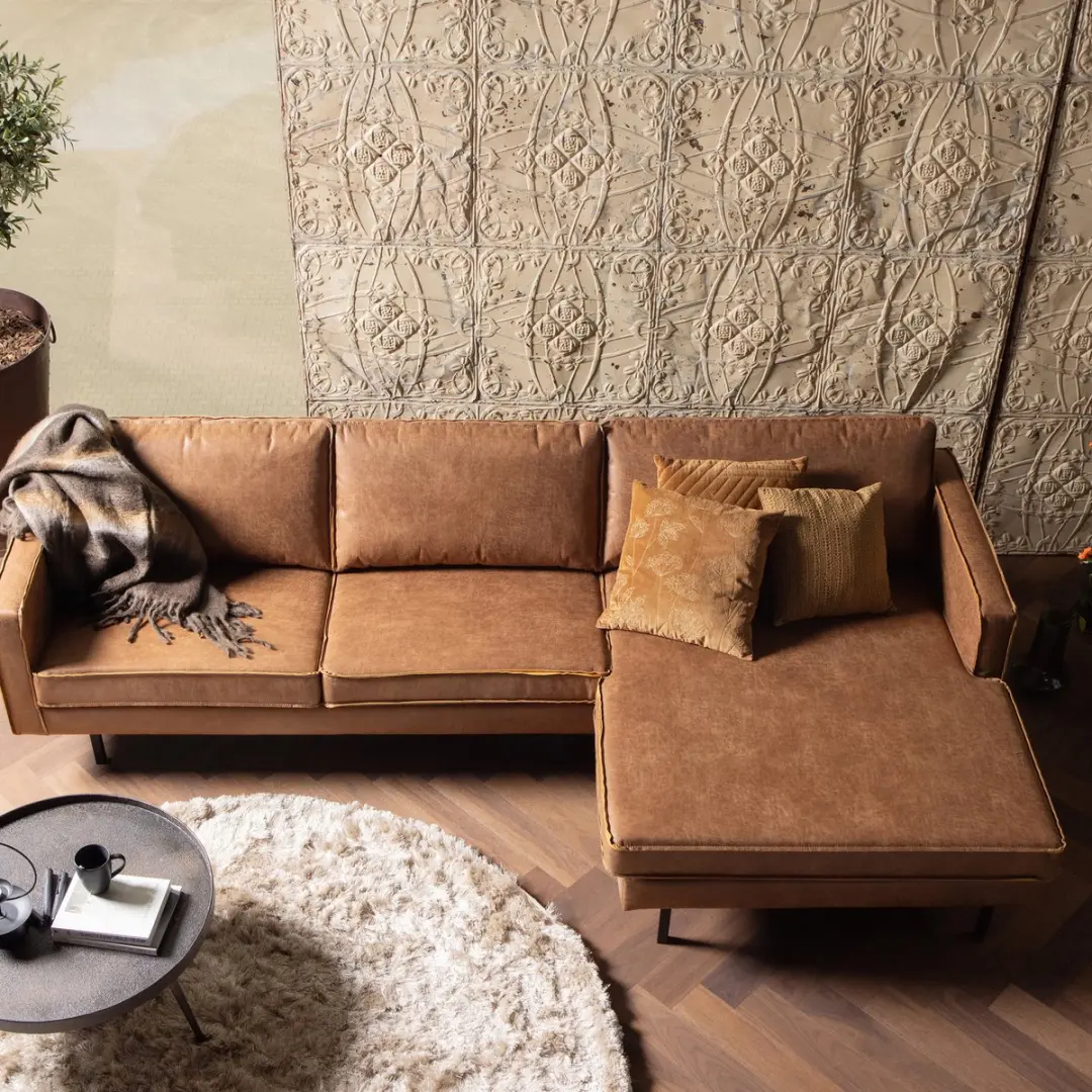 WOOOD Rodeo Chaise Longue Rechts - Cognac - afbeelding 3 van 6