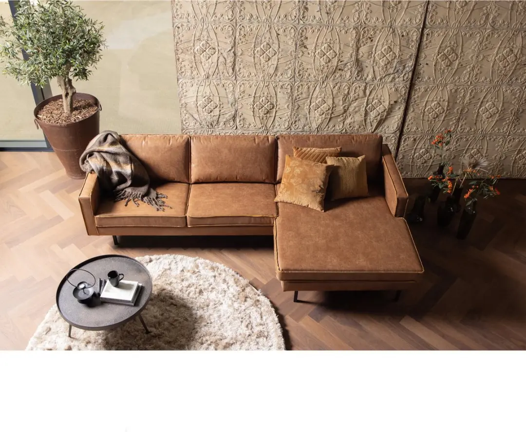 WOOOD Rodeo Chaise Longue Rechts - Cognac - afbeelding 5 van 6
