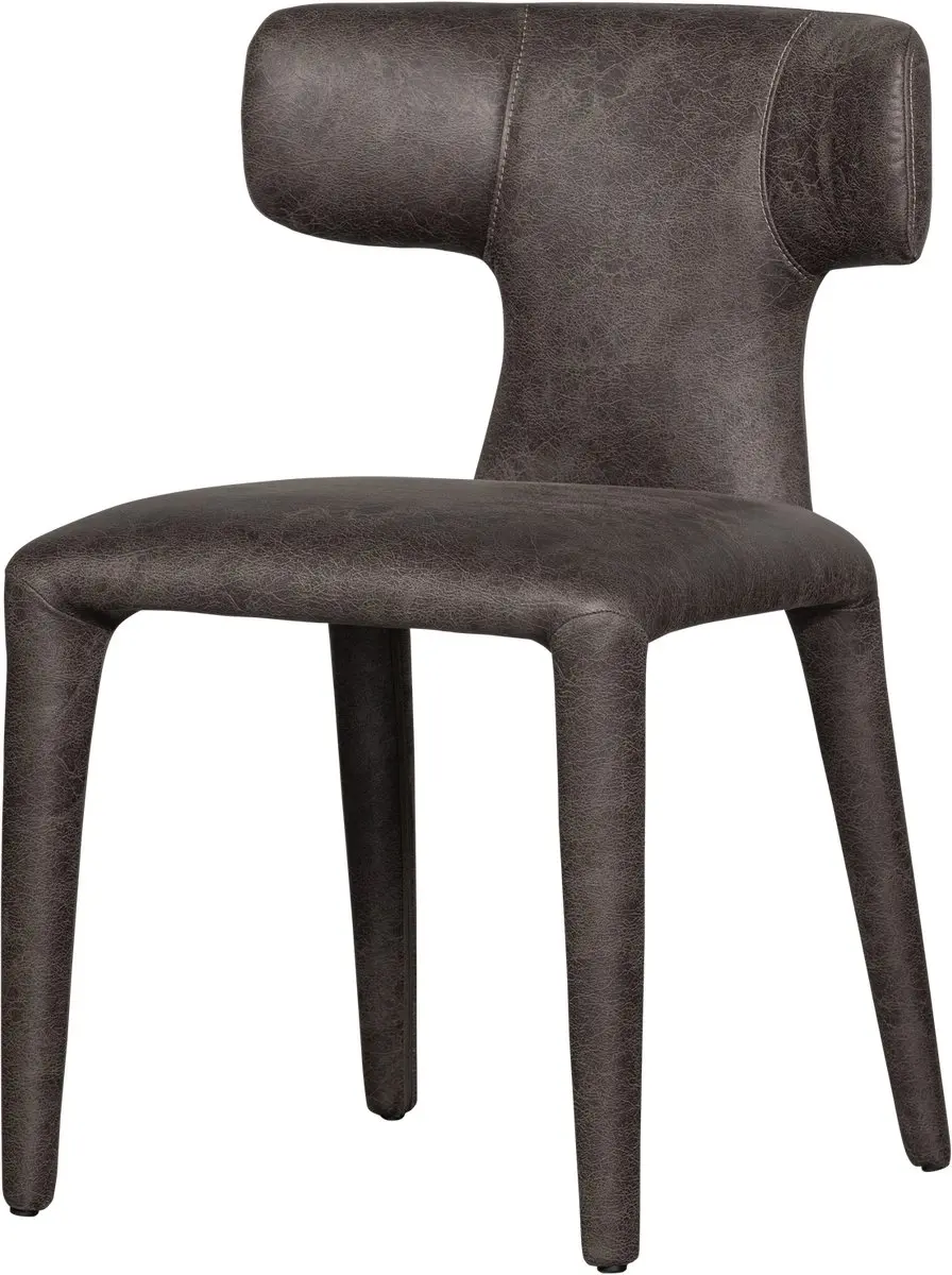 WOOOD Permit Eetkamerstoel - Leerlook - Zwart/Grijs - 78x52x53