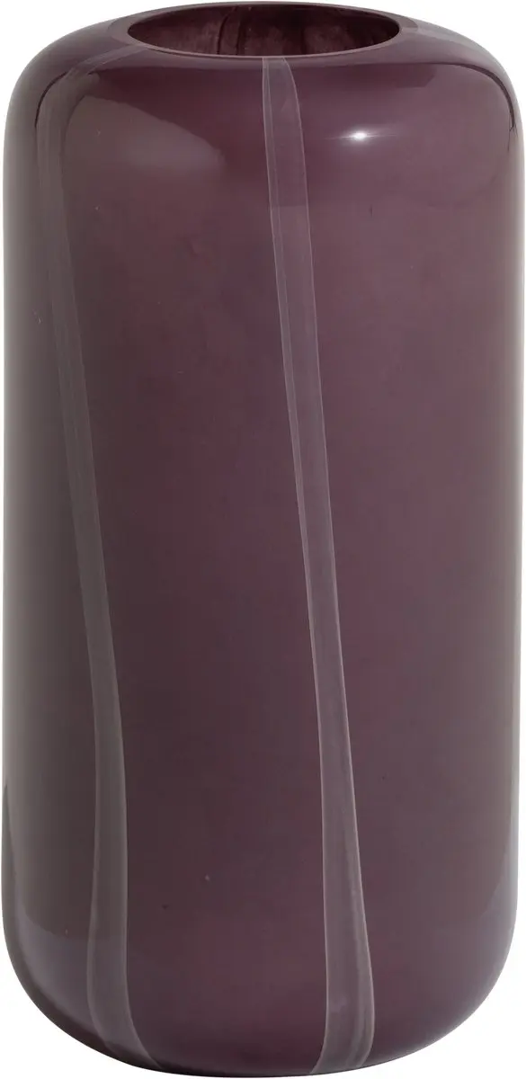 WOOOD Arles Vaas - Glas - Paars Met Streep Naturel - 40x20x20
